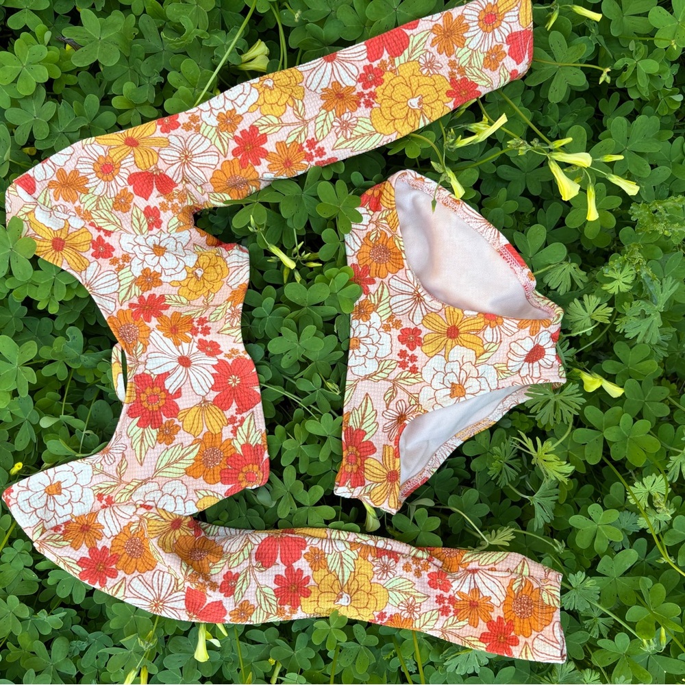 Floral Bikini Set with Long Sleeves